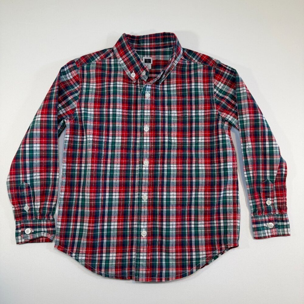 JANIE AND JACK Plaid Cotton Button Down Boys 4 - Picture 4 of 10